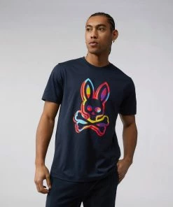 Psycho Bunny (mens Navy Bins Graphic T-shirt)
