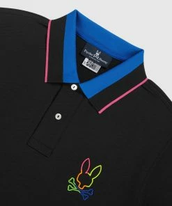 Psycho Bunny (black Mens Leo Outline Bunny Polo)