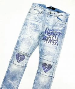 New Arrivals Focus Jeans (light Blue/white ” Heart Break Jean)