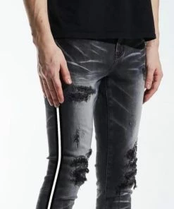 New Arrivals Crysp Denim (Grey Black/white Stripe Jean)