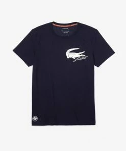 New Arrivals Lacoste (navy Roland-Garros Crocodile Print T-shirt)