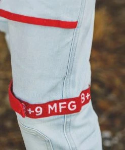 Eight & Nine (light Blue /red Strapped Slim Utility Wash Jean)