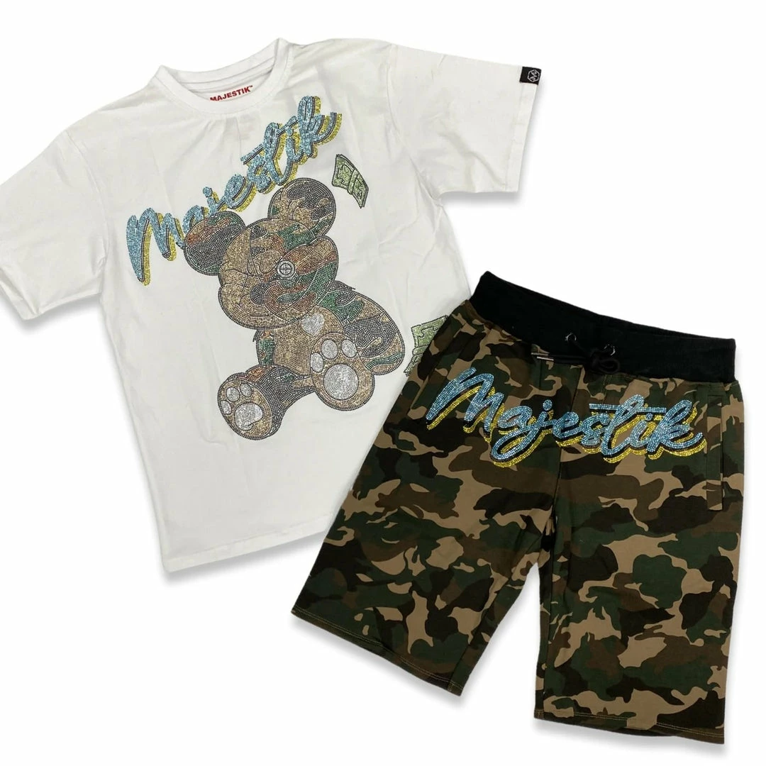 Majestik New Arrivals Majestic (white/camo Teddy Bear Short Set) 3 Majestik New Arrivals Majestic (white/camo Teddy Bear Short Set)