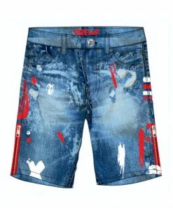 Preme Denim (blue/red Paint Splash Short) New Arrivals