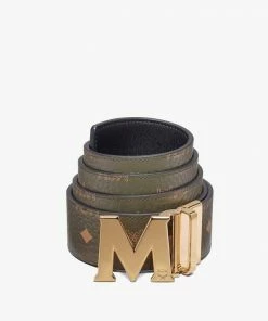 Mcm (olive Claus M Reversible Belt 1.75" In Visetos) New Arrivals