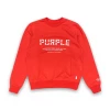 Purple Brand ( French Terry Red Embroidered Stencil Logo Crew Sweater) New Arrivals