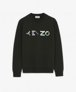 Kenzo (logo Dark Olive Multicolored Sweatshirt )