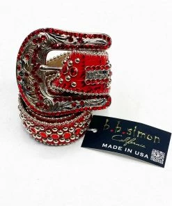 B.B Simon (sliver/red Crystal Belt