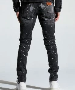Crysp Denim (Grey/black Biker Drip Wash Jeans)