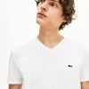 Lacoste Men's V-neck Pure White Pima Cotton T-shirt