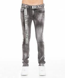 Cult Of Individuality (grey/white Super Skinny Belt Jean) New Arrivals