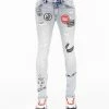 New Arrivals Cult Of Individuality (light Blue Graffiti Super Skinny Denim Jean)