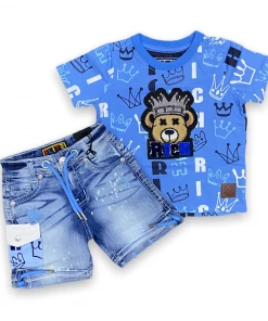 Elite Denim (kids Sky Blue “rich Short Set)