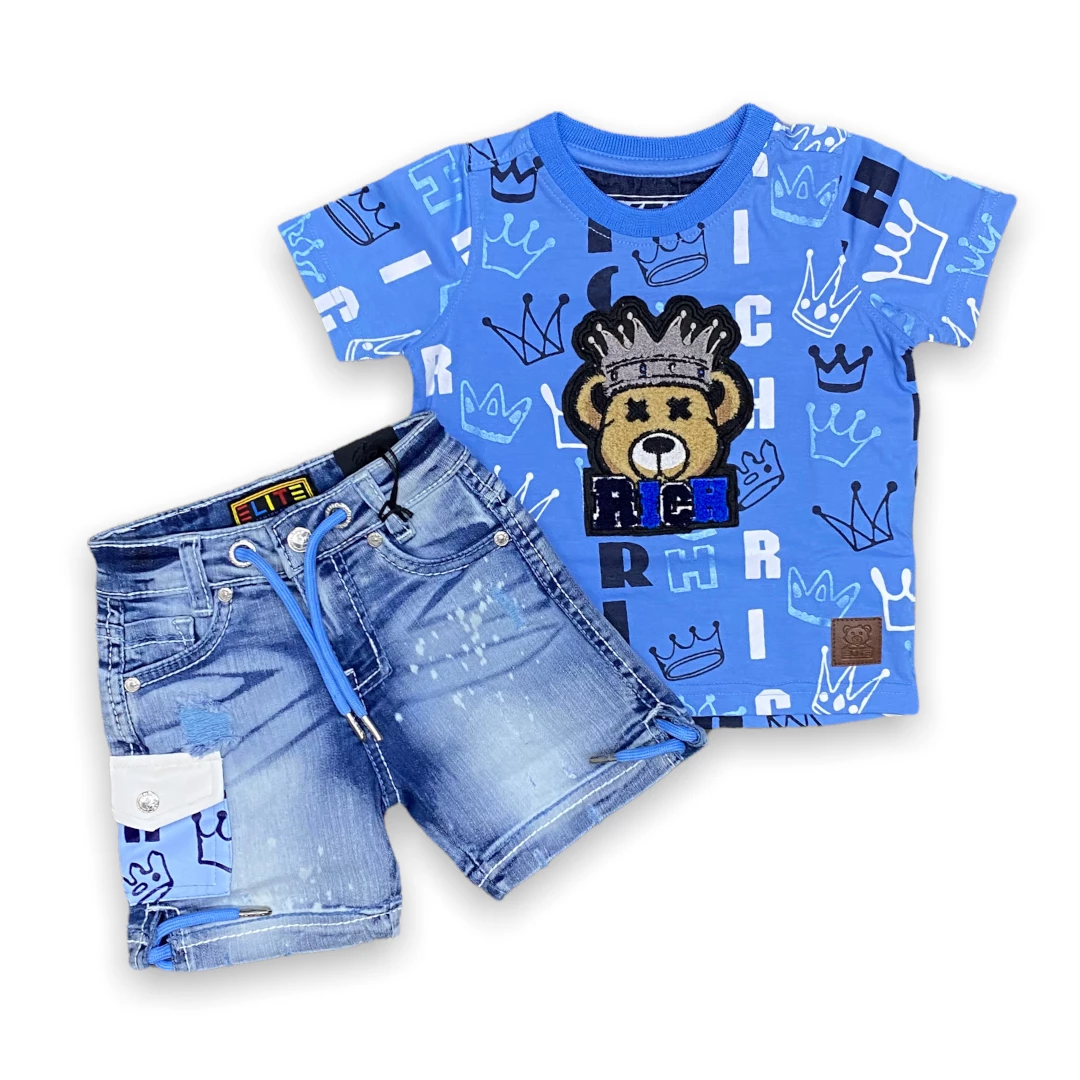 Elite Denim (kids Sky Blue “rich Short Set) 3 Elite Denim (kids Sky Blue “rich Short Set)