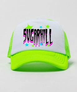 Sugarhill New Arrivals Sugar Hill (lime Green /white “apocalypse Trucker Hat)