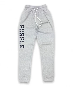 Purple Brand ( French Terry Grey Embroidered Stencil Jogger)