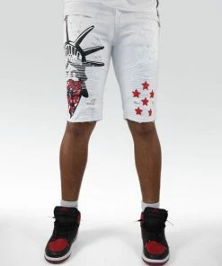 Preme Denim (White/red Shorts)