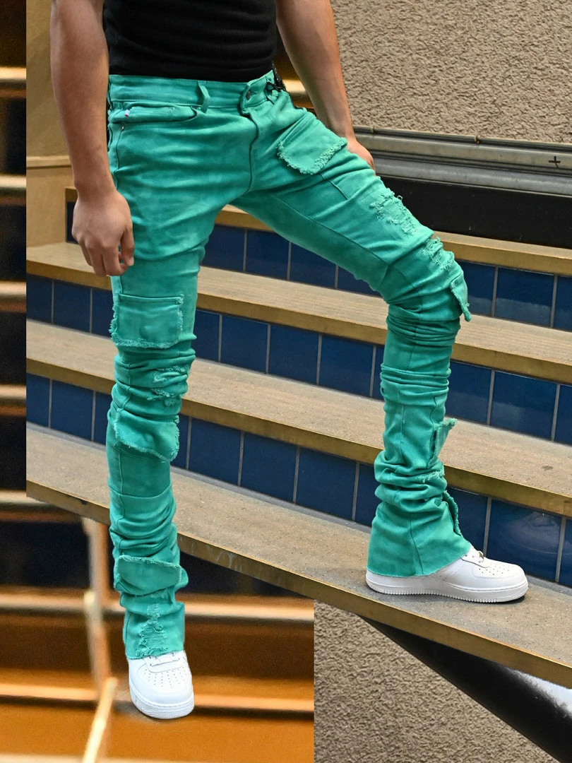Si Tu Veux Denim (teal Green Skinny Stacked Cargo Jean) New Arrivals 3 Si Tu Veux Denim (teal Green Skinny Stacked Cargo Jean) New Arrivals