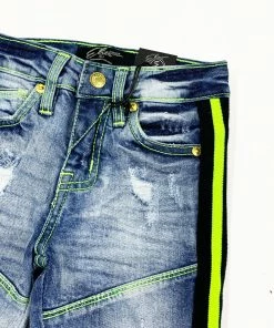 New Arrivals Elite Denim (kids Lime/black Stripes Jeans)