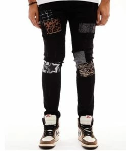 Damati Denim (black Colorblock Patch Jean) New Arrivals