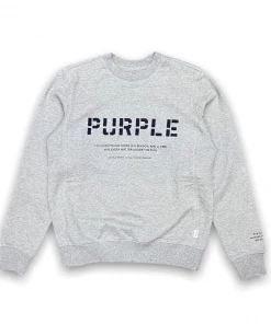 Purple Brand (French Terry Grey Stencil Logo Crew Sweater)