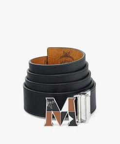 New Arrivals Mcm (cognac Claus Weaving M Reversible Belt 1.5” In Visetos)