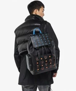 Mcm (black Color Splash Logo Backpack) New Arrivals