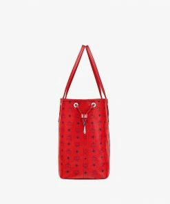New Arrivals Mcm (red Large Reversible Liz Shopper In Visetos Bag)
