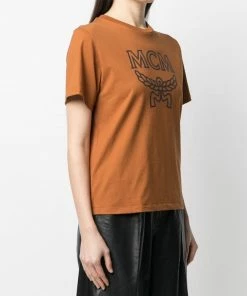 New Arrivals Mcm (women Cognac Logo Print Cotton T-shirt)