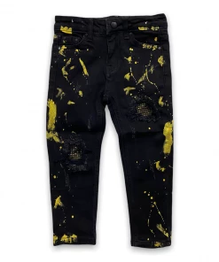 Dna Premium (kids Black/gold Cut Crystal Drip Jean) New Arrivals