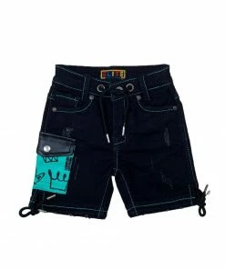 Elite Denim (kids Turquoise/black “rich Short Set)