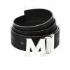 Designers MCM (Black/sliver Claus M Reversible Belt In Visetos )