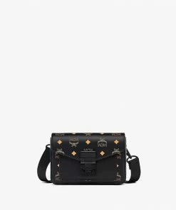 New Arrivals Mcm (black/orange Color Splash Logo Crossbody Bag)