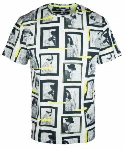 Maria By Fifty (White /Lime Crewneck T-shirts)