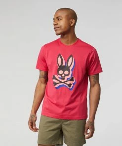 New Arrivals Psycho Bunny (mens Bright Fuschia Lamport Graphic T-shirt)