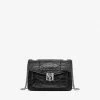 Mcm (black Big Quilted Shoulder Bag In Crushed Leather)