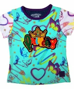 Elite Denim (kids Girls Purple/turquoise T-shirt) New Arrivals