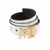 MCM (White/gold Claus M Reversible Belt In Visetos )