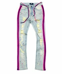 New Arrivals Dna Premium (blue/pink Handcraft Splash Stripe Jean)