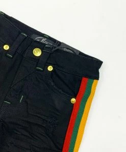 Elite Denim (kids Red/green/yellow Stripes Jeans)
