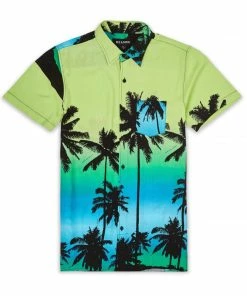Reason (lime Green “palm Tree Button Up)
