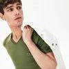 Lacoste Men's V-neck Khakis Green Pima Cotton T-shirt