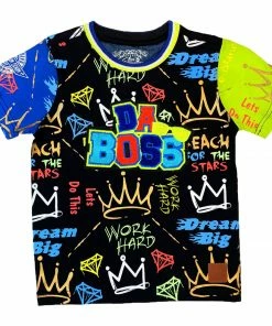 New Arrivals Elite Denim (kids Black “ Da Boss T-shirt)