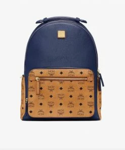 MCM (Navy Blue Cognac STARK BACKPACK)