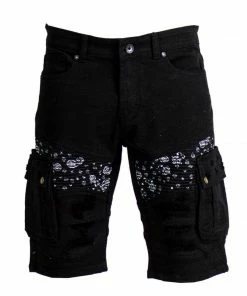 Focus (jet Black Cut Biker Bandanna Wash Short ) New Arrivals