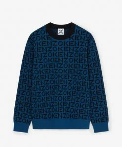 Kenzo (ink Blue Monogram Oversize Jumper ) New Arrivals
