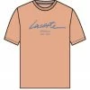 New Arrivals Lacoste (peach/ Blue Printed Signature T-shirt)