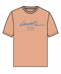 New Arrivals Lacoste (peach/ Blue Printed Signature T-shirt)
