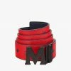 New Arrivals Mcm (red/navy/black Claus Matte Reversible Belt Visetos)