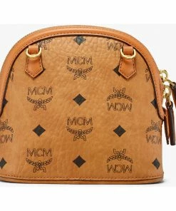 New Arrivals Mcm (cognac Mini Anna Visetos Canvas Crossbody Bag)